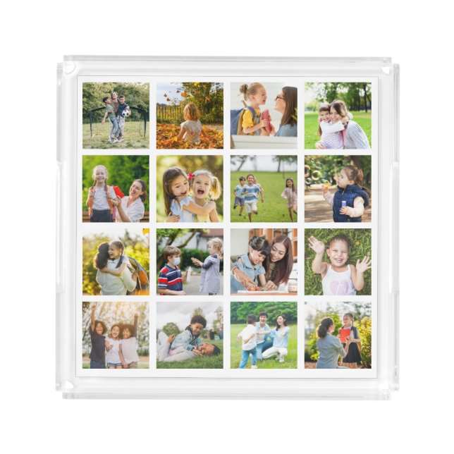 Memories in Motion: Customizable 16 Photo Collage Acrylic Tray (Front)