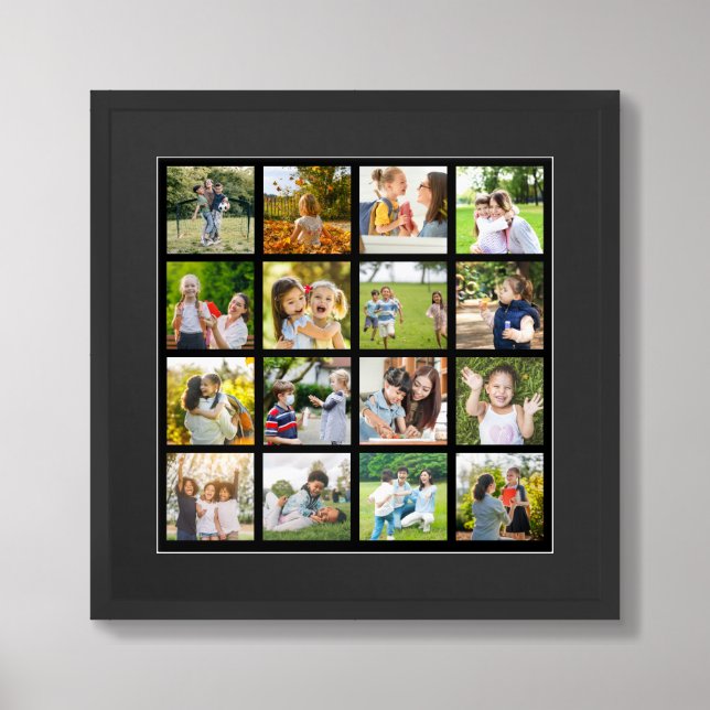 Memories in Motion: Customizable 16 Photo Collage Framed Art (Framed Front)