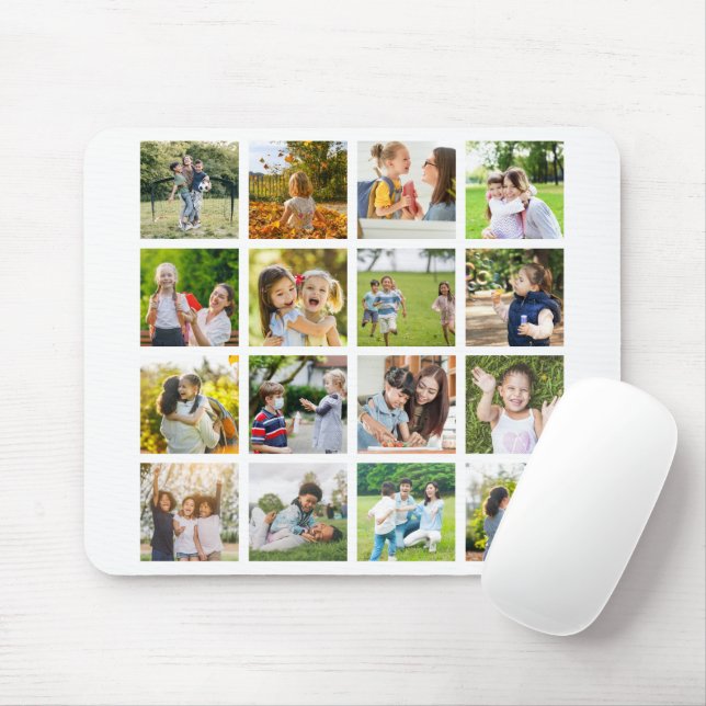 Memories in Motion: Customizable 16 Photo Collage Mouse Pad (With Mouse)