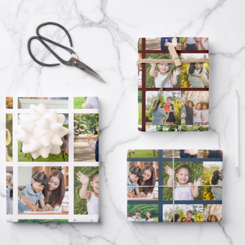 Memories in Motion Customizable 16 Photo Collage Wrapping Paper Sheets