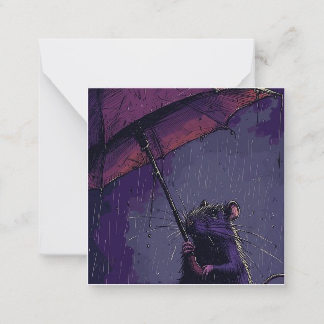 Memories in the Mist: Rat Rainy Day Adventures Note Card (Front)