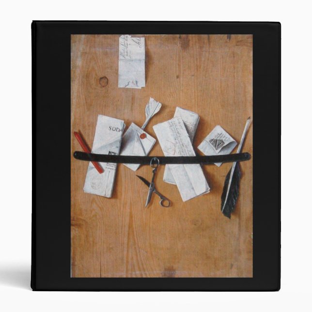 MEMORIES/ LETTER HOLDER IN WOOD black brown white 3 Ring Binder (Front)