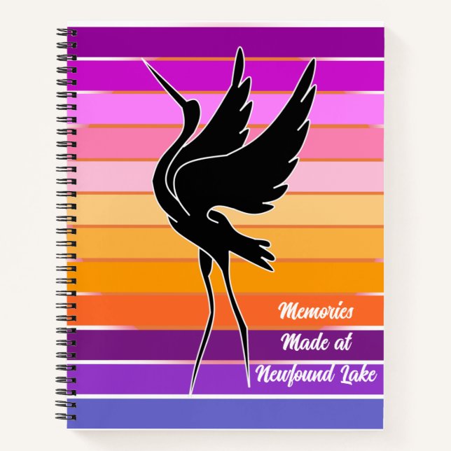 Memories Made at the Lake Sunrise Sunset Bird Notebook (Front)