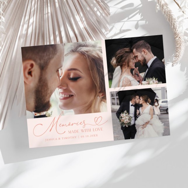 Memories Made With Love Wedding Peach Multi Photo Thank You Card (Creator Uploaded)