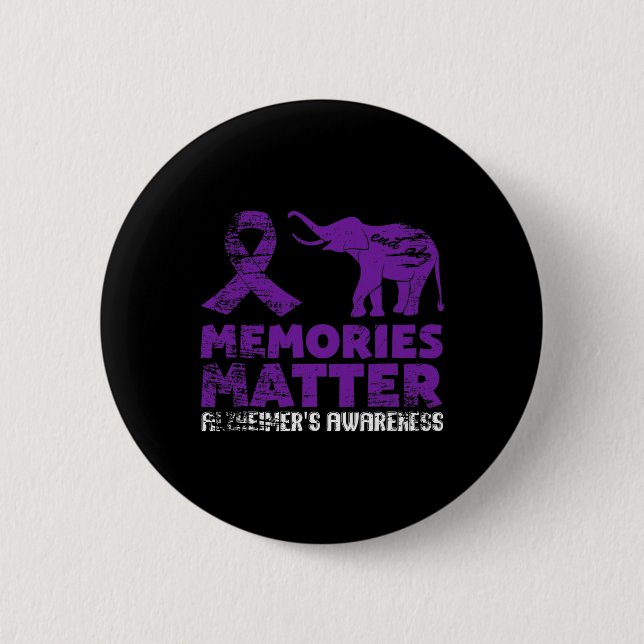 Memories Matter Alzheimer  - Purple Elephant 1 Button (Front)