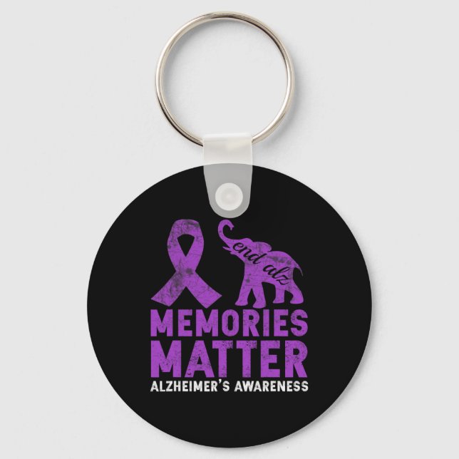 Memories Matter Alzheimer  - Purple Elephant  Keychain (Front)