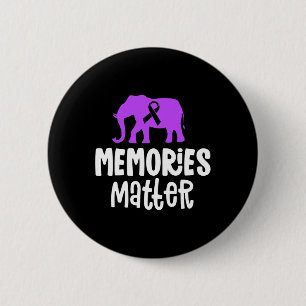 Memories Matter Alzheimer Purple Ribbon Awareness Button