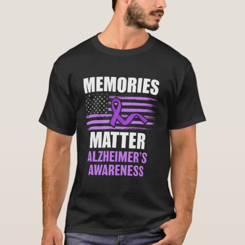 Memories Matter AlzheimerS Awareness Purple Ribbo T_Shirt