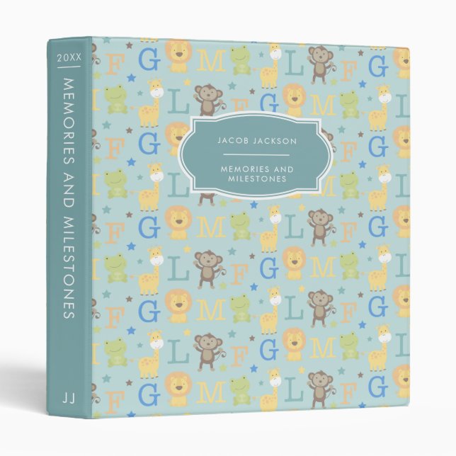 Memories & Milestones Baby Book Binder for Boys (Front/Spine)