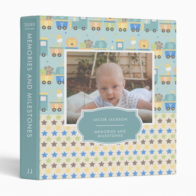 Memories & Milestones Baby Book Binder for Boys (Front/Spine)