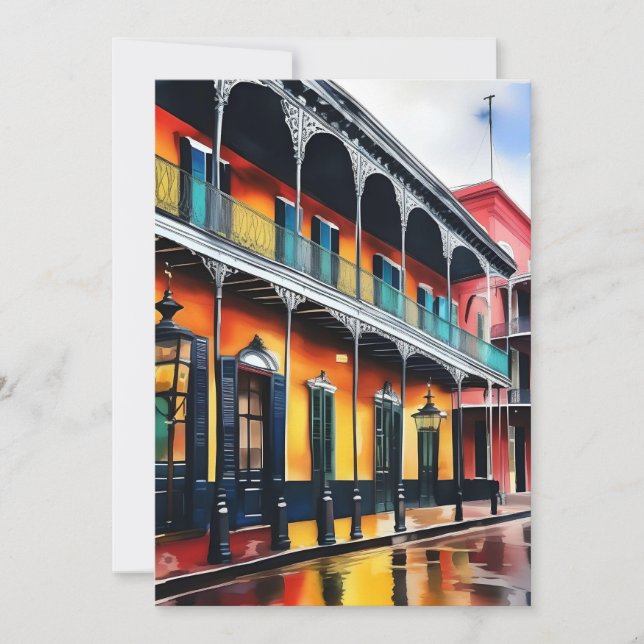 Memories of New Orleans - Bourbon Street A Holiday Card (Front)