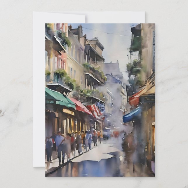 Memories of New Orleans - Bourbon Street B Holiday Card (Front)