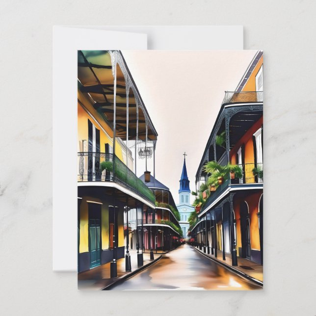 Memories of New Orleans - Bourbon Street L Holiday Card (Front)