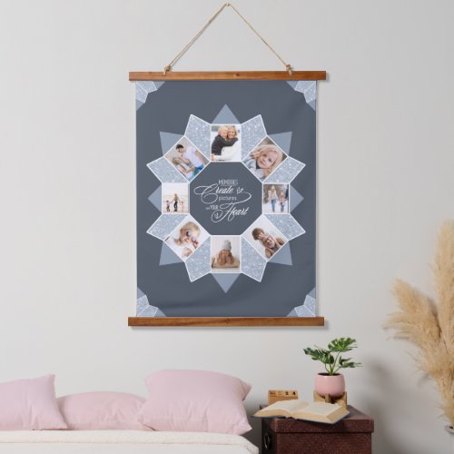 Memories Photo Collage Blue ID1016 Hanging Tapestry