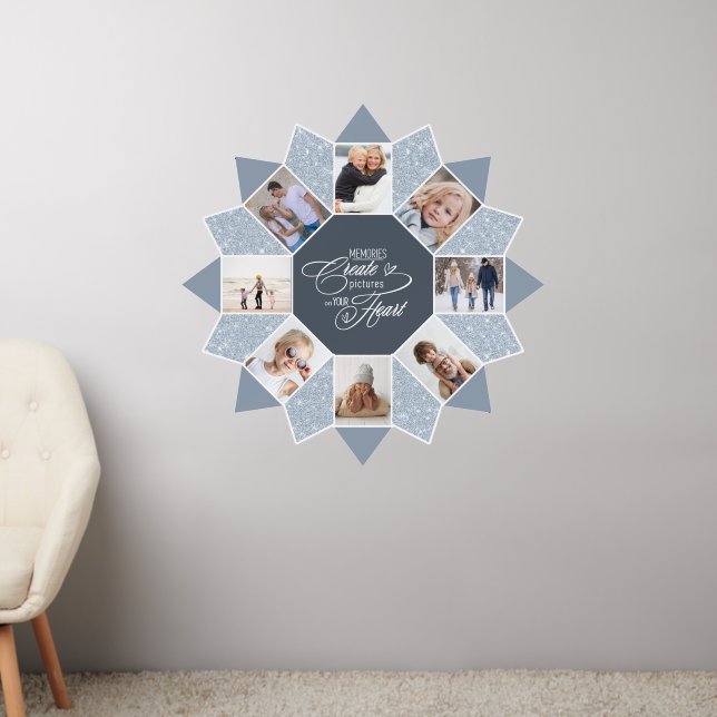 Memories Photo Collage Blue ID1016 Wall Decal (Living Room 2)