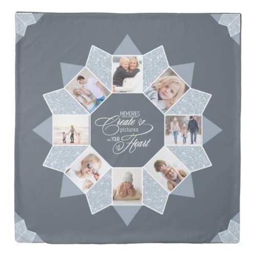 Memories Photo Collage Dusty Blue ID1016 Duvet Cover