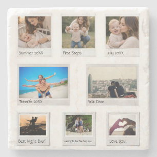 Memories Photo Collage with 8 Photos Gift Stone Coaster