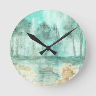 Memory,Abstract Art Landscape Trees Painting Round Clock