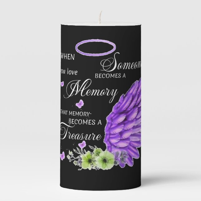 Memory becomes a Treasure Pillar Candle (Front)