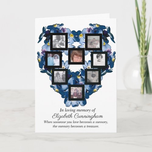 Memory Becomes Treasure Blue Floral Heart Design  Card