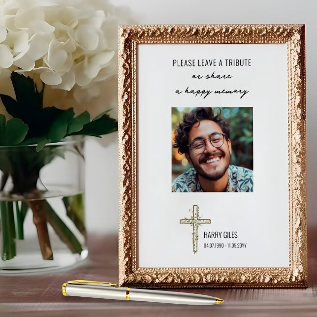 Memory Book Tribute Request Poster (Celebration of Life Memory Book tribute request sign by Darling & May)