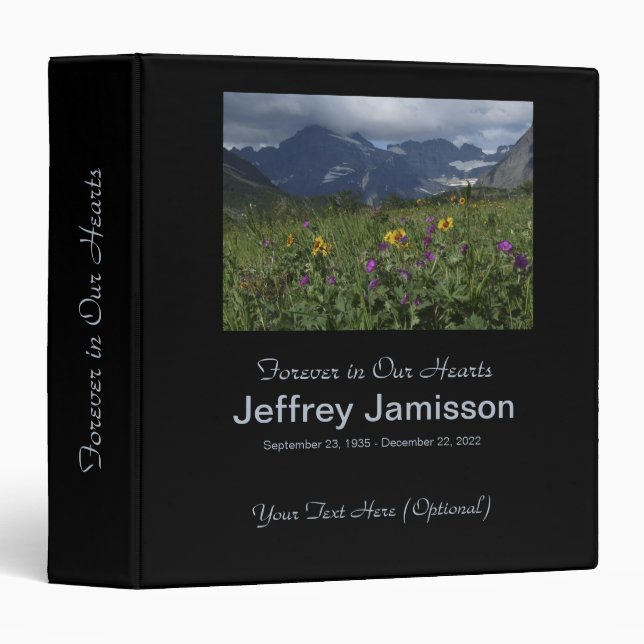 Memory Book, Wildflowers and Glaciers 3 Ring Binder (Front/Spine)