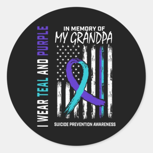 Memory Grandpa Suicide Awareness Prevention Americ Classic Round Sticker