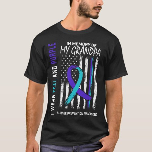 Memory Grandpa Suicide Awareness Prevention Americ T_Shirt