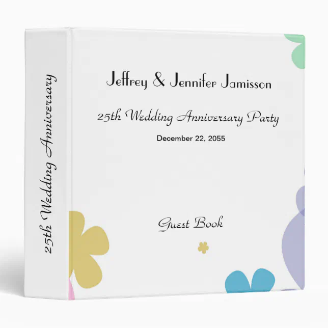 Memory/Guest Book, 25th Wedding Anniversary Party Binder | Zazzle