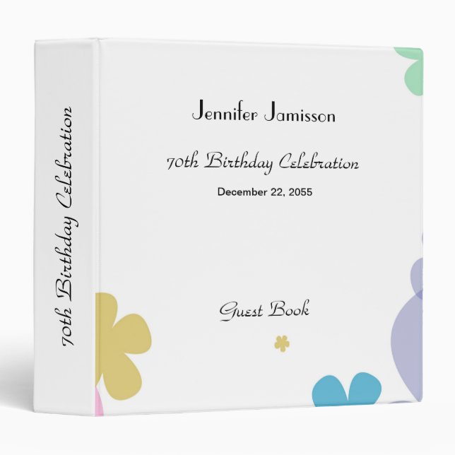 Memory/Guest Book 70th Birthday Party Celebration 3 Ring Binder (Front/Spine)