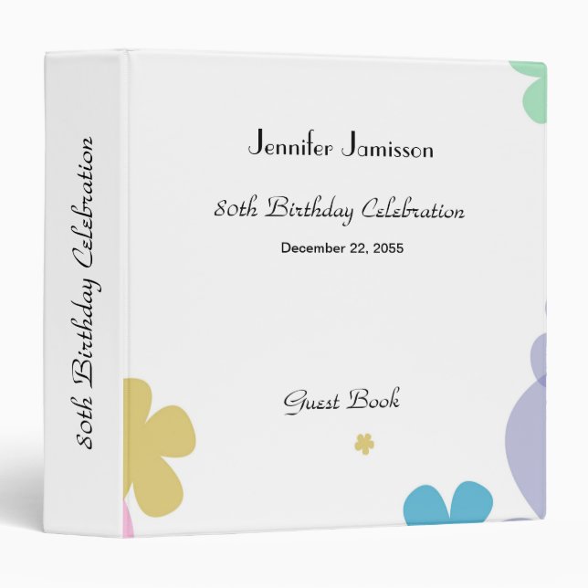 Memory/Guest Book 80th Birthday Party Celebration Binder (Front/Spine)