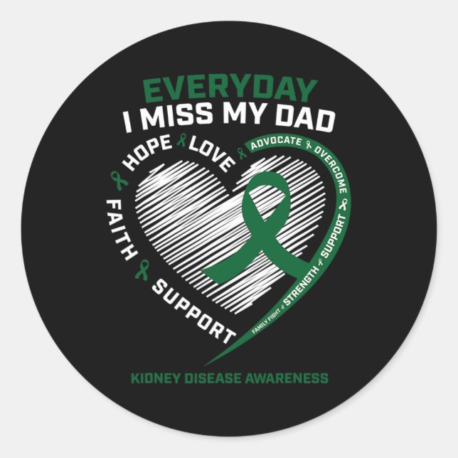 Memory I Miss My Dad Kidney Disease Awareness Gift Classic Round Sticker (Front)