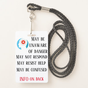 Memory Impairment Badge with lanyard