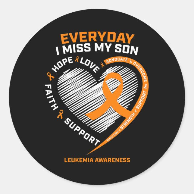 Memory In Remembrance Of My Son Leukemia Awareness Classic Round Sticker (Front)