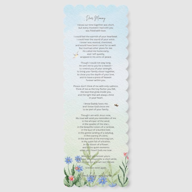 Memory Keepsake  Bookmark | Dear Mommy (Front)