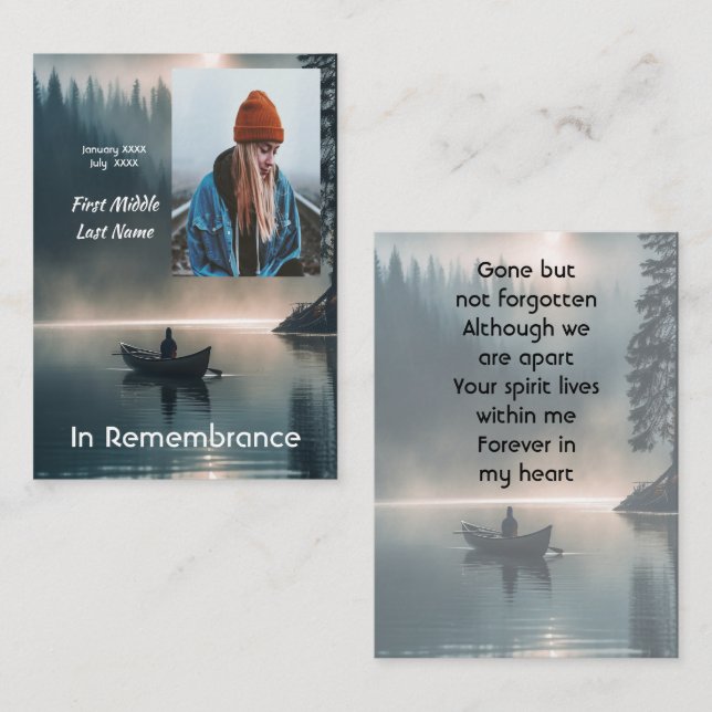  Memory Keepsake Wilderness Lake Canoe Business Card (Front/Back)