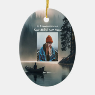 Memory Keepsake Wilderness Lake Canoe Ceramic Ornament