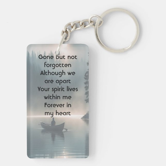  Memory Keepsake Wilderness Lake Canoe Keychain (Back)