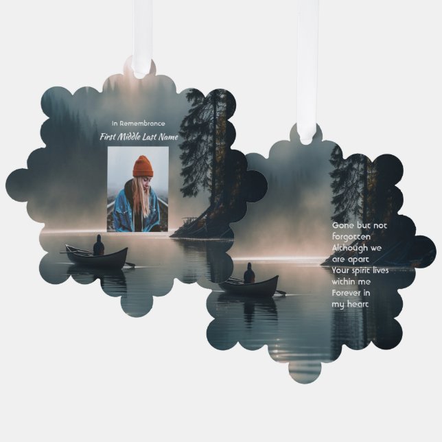  Memory Keepsake Wilderness Lake Canoe Ornament Card (Front/Back)