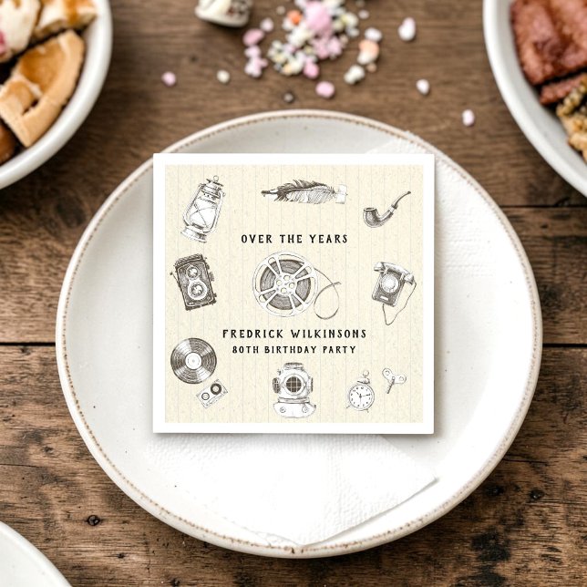 memory lane vintage 80th birthday napkins (Creator Uploaded)