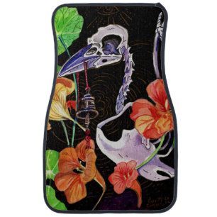 Memory Maps Autumn Vibes Raven skeleton Car Floor Mat