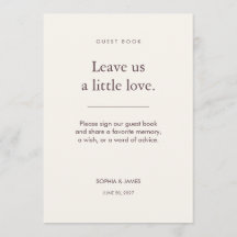 Memory Margin Wedding Guest Book Sign Card