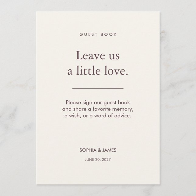 Memory Margin Wedding Guest Book Sign Card (Front)