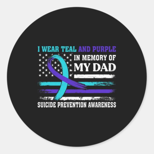 Memory Of Dad Suicide Awareness Prevention America Classic Round Sticker