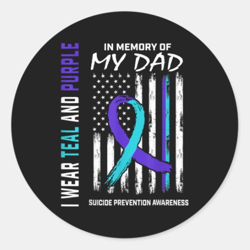 Memory Of Dad Suicide Prevention Awareness America Classic Round Sticker