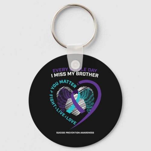 Memory Of I Miss My Brother Suicide Prevention Awa Keychain