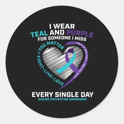 Memory Of I Miss Son Mom Dad Suicide Prevention Aw Classic Round Sticker