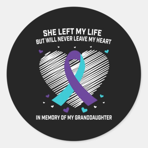 Memory Of My Granddaughter Suicide Awareness Preve Classic Round Sticker