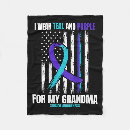 Memory Of My Grandma Suicide Awareness Flag Back P Fleece Blanket