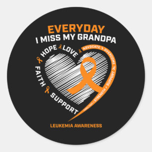 Memory Of My Grandpa Remembrance Leukemia Awarenes Classic Round Sticker